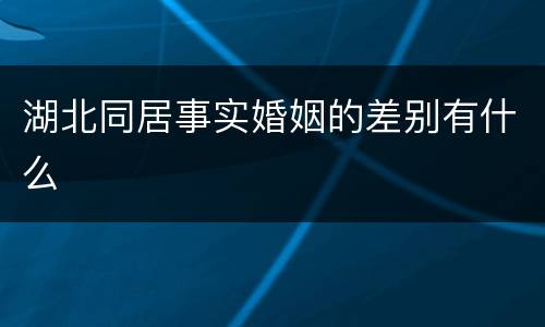 湖北同居事实婚姻的差别有什么