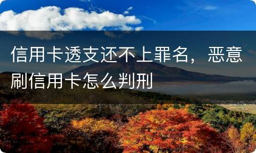 信用卡透支还不上罪名，恶意刷信用卡怎么判刑