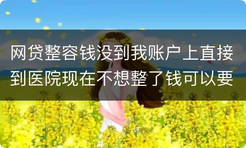 网贷整容钱没到我账户上直接到医院现在不想整了钱可以要回来吗