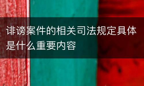 诽谤案件的相关司法规定具体是什么重要内容