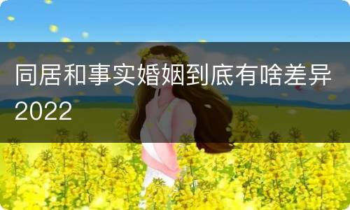 同居和事实婚姻到底有啥差异2022