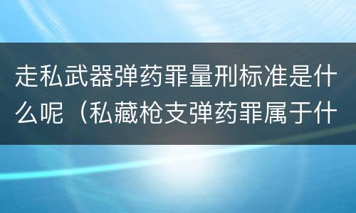走私武器弹药罪量刑标准是什么呢（私藏枪支弹药罪属于什么类）