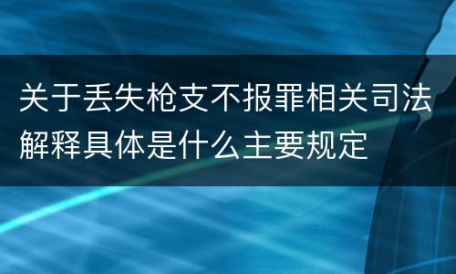 关于丢失枪支不报罪相关司法解释具体是什么主要规定