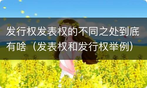 发行权发表权的不同之处到底有啥（发表权和发行权举例）