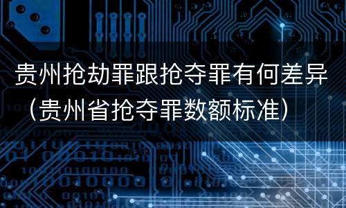 贵州抢劫罪跟抢夺罪有何差异（贵州省抢夺罪数额标准）