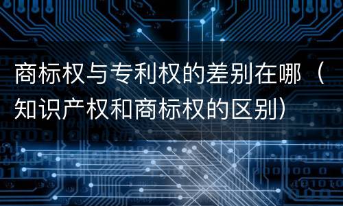 商标权与专利权的差别在哪（知识产权和商标权的区别）