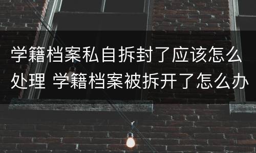 学籍档案私自拆封了应该怎么处理 学籍档案被拆开了怎么办