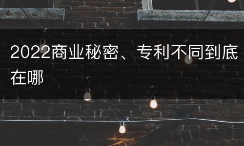2022商业秘密、专利不同到底在哪