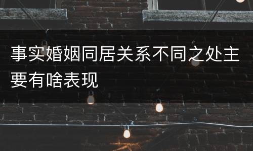事实婚姻同居关系不同之处主要有啥表现