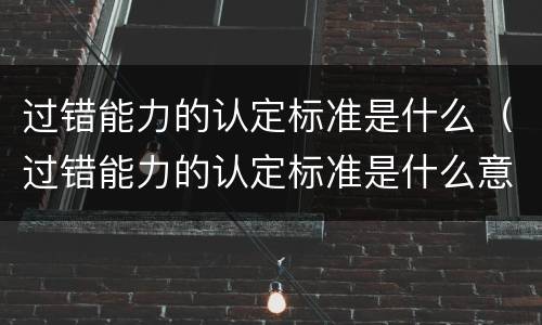 过错能力的认定标准是什么（过错能力的认定标准是什么意思）