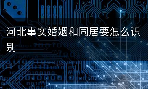 河北事实婚姻和同居要怎么识别