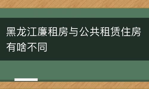 黑龙江廉租房与公共租赁住房有啥不同