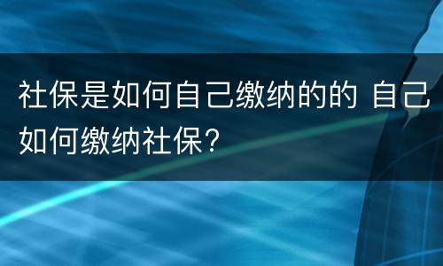 社保是如何自己缴纳的的 自己如何缴纳社保?