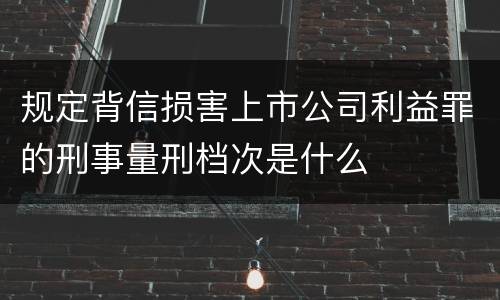 规定背信损害上市公司利益罪的刑事量刑档次是什么
