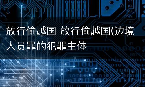 放行偷越国 放行偷越国(边境人员罪的犯罪主体