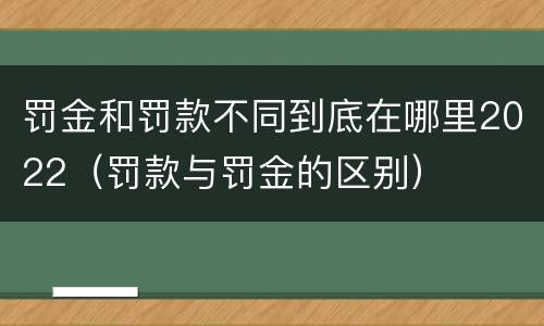 罚金和罚款不同到底在哪里2022（罚款与罚金的区别）