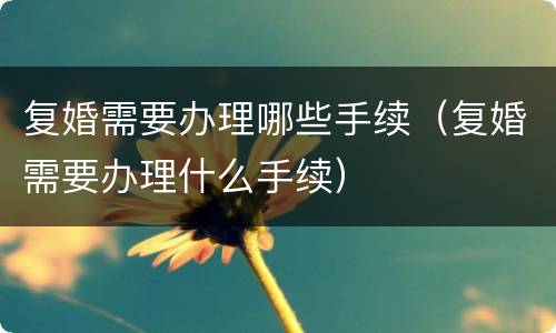 复婚需要办理哪些手续（复婚需要办理什么手续）