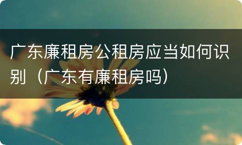 广东廉租房公租房应当如何识别（广东有廉租房吗）