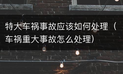 特大车祸事故应该如何处理（车祸重大事故怎么处理）