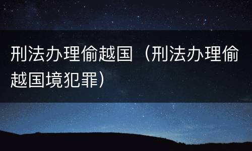 刑法办理偷越国（刑法办理偷越国境犯罪）