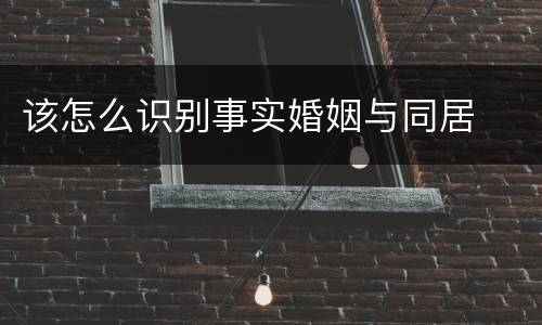 该怎么识别事实婚姻与同居