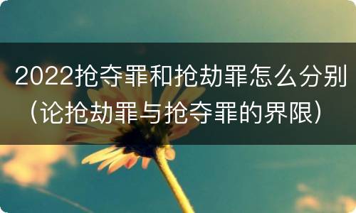 2022抢夺罪和抢劫罪怎么分别（论抢劫罪与抢夺罪的界限）