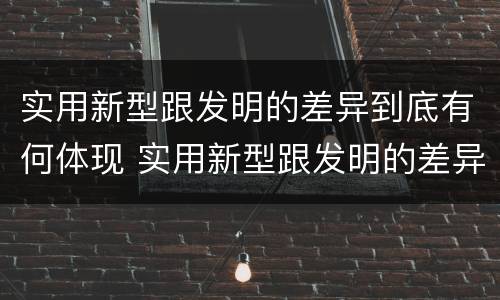 实用新型跟发明的差异到底有何体现 实用新型跟发明的差异到底有何体现呢