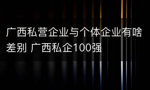 广西私营企业与个体企业有啥差别 广西私企100强