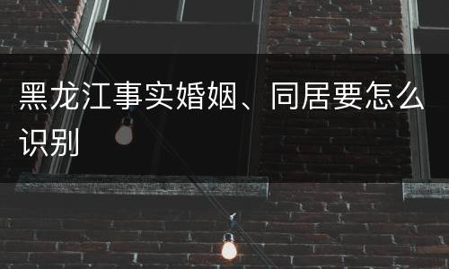 黑龙江事实婚姻、同居要怎么识别