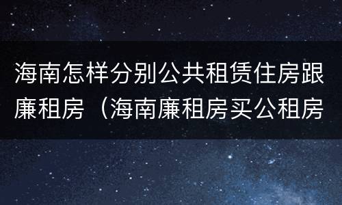海南怎样分别公共租赁住房跟廉租房（海南廉租房买公租房后悔了）