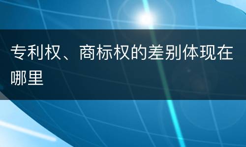 专利权、商标权的差别体现在哪里