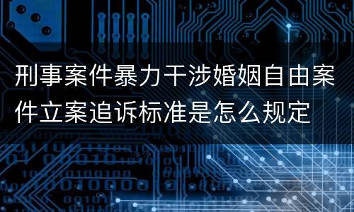 刑事案件暴力干涉婚姻自由案件立案追诉标准是怎么规定