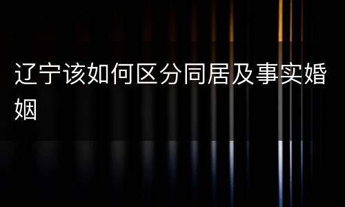 辽宁该如何区分同居及事实婚姻