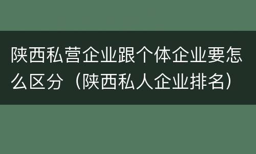 陕西私营企业跟个体企业要怎么区分（陕西私人企业排名）