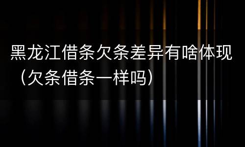 黑龙江借条欠条差异有啥体现（欠条借条一样吗）