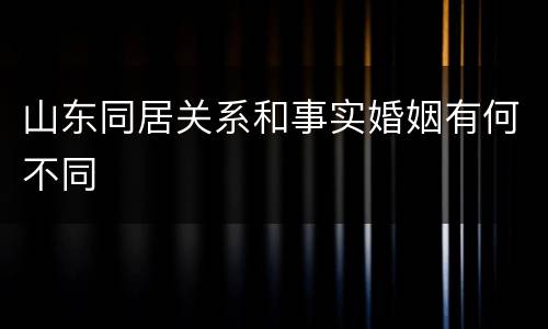 山东同居关系和事实婚姻有何不同