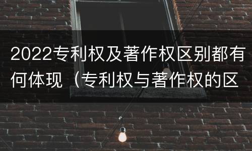 2022专利权及著作权区别都有何体现（专利权与著作权的区别与联系）