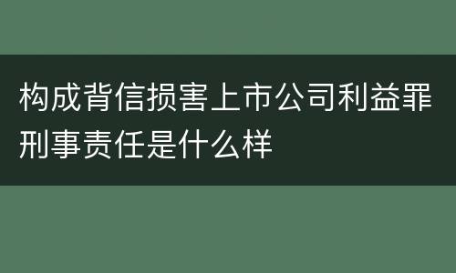 构成背信损害上市公司利益罪刑事责任是什么样