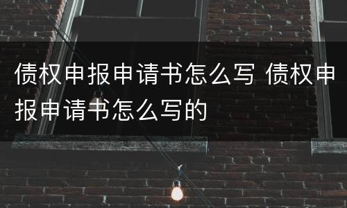 债权申报申请书怎么写 债权申报申请书怎么写的