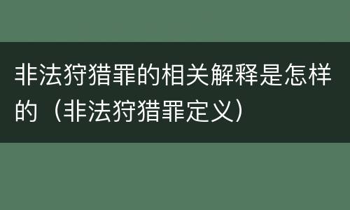 非法狩猎罪的相关解释是怎样的（非法狩猎罪定义）