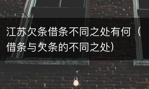 江苏欠条借条不同之处有何（借条与欠条的不同之处）