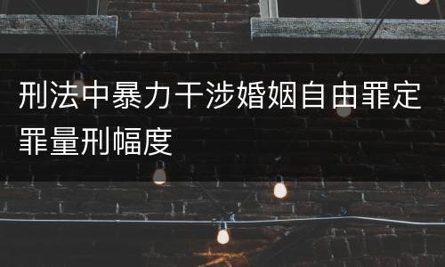 刑法中暴力干涉婚姻自由罪定罪量刑幅度