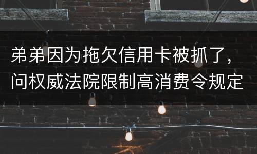 弟弟因为拖欠信用卡被抓了，问权威法院限制高消费令规定是什么