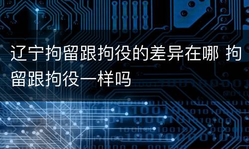 辽宁拘留跟拘役的差异在哪 拘留跟拘役一样吗