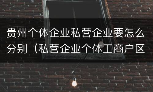 贵州个体企业私营企业要怎么分别（私营企业个体工商户区别）