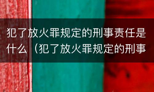犯了放火罪规定的刑事责任是什么（犯了放火罪规定的刑事责任是什么）