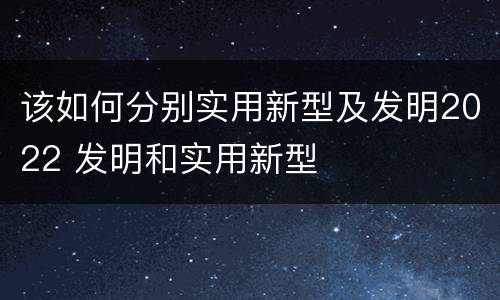 该如何分别实用新型及发明2022 发明和实用新型