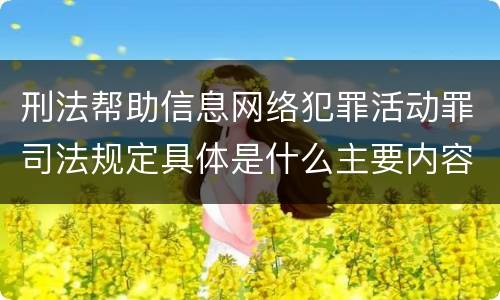 刑法帮助信息网络犯罪活动罪司法规定具体是什么主要内容