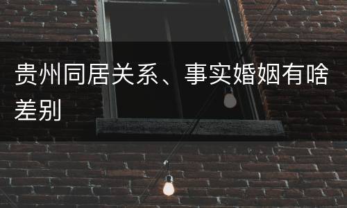 贵州同居关系、事实婚姻有啥差别