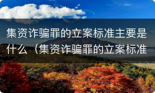 集资诈骗罪的立案标准主要是什么（集资诈骗罪的立案标准主要是什么案件）